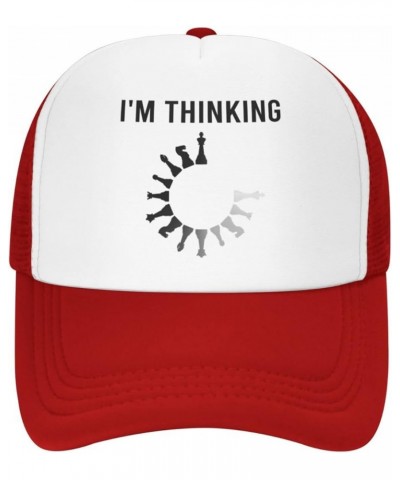 Funny Sayings I'm Thinking Chess Pieces Chess Trucker Hat Men Baseball Cap Women Cowboy hat Golf Dad Cap Black Red $9.35 Base...