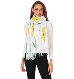 Scarves for Women Yellow Flowers Leaves Scarf Soft Shawl Wrap Winter Scarf with Tassels $10.66 Scarves