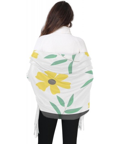 Scarves for Women Yellow Flowers Leaves Scarf Soft Shawl Wrap Winter Scarf with Tassels $10.66 Scarves