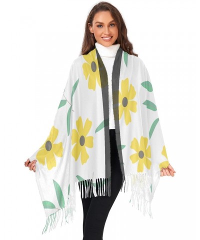 Scarves for Women Yellow Flowers Leaves Scarf Soft Shawl Wrap Winter Scarf with Tassels $10.66 Scarves