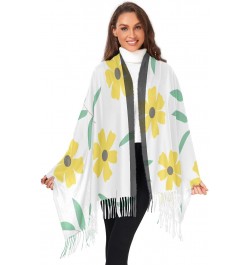 Scarves for Women Yellow Flowers Leaves Scarf Soft Shawl Wrap Winter Scarf with Tassels $10.66 Scarves