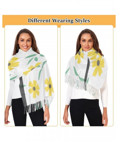 Scarves for Women Yellow Flowers Leaves Scarf Soft Shawl Wrap Winter Scarf with Tassels $10.66 Scarves