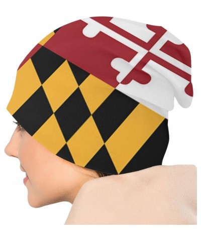 Beanies Winter Hats Warm Knitted Cap for Men & Women Maryland State Flag Lined Thick Skully Stocking Ski Hat Slouchy, Soft He...