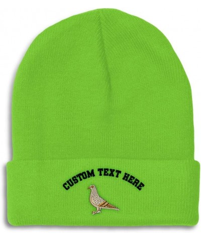 Custom Beanies for Men Pigeon A Embroidery Wild Animals Dove Winter Hats for Women Acrylic Skull Cap 1 Size Lime Personalized...