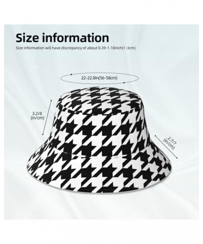 Houndstooth Black Print Unisex Bucket Sun Hat, Reflective Foldable Cap, for Summer Beach Travel and Outdoor $10.20 Sun Hats