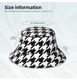 Houndstooth Black Print Unisex Bucket Sun Hat, Reflective Foldable Cap, for Summer Beach Travel and Outdoor $10.20 Sun Hats