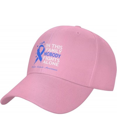 in This Family Nobody Fights Alone Colon Cancer Awareness Plain Baseball Caps Adjustable Dad Hats for Men Women Pink $11.03 B...