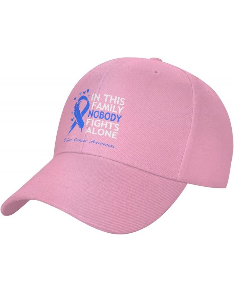 in This Family Nobody Fights Alone Colon Cancer Awareness Plain Baseball Caps Adjustable Dad Hats for Men Women Pink $11.03 B...