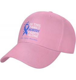 in This Family Nobody Fights Alone Colon Cancer Awareness Plain Baseball Caps Adjustable Dad Hats for Men Women Pink $11.03 B...