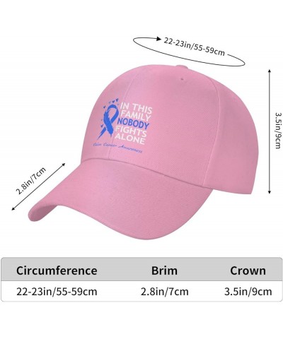 in This Family Nobody Fights Alone Colon Cancer Awareness Plain Baseball Caps Adjustable Dad Hats for Men Women Pink $11.03 B...