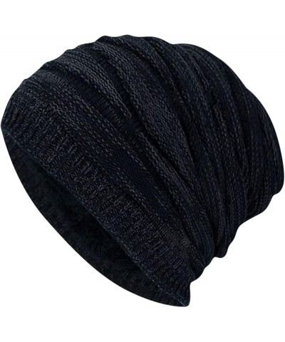 Hat Winter Men Plush Hats Hat Warm Hat Women Soft Slouch Knitted Baseball Caps Exercise Hats for Men Black 3 $9.26 Skullies &...