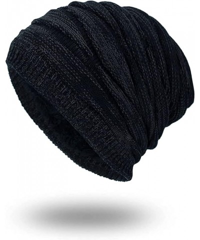 Hat Winter Men Plush Hats Hat Warm Hat Women Soft Slouch Knitted Baseball Caps Exercise Hats for Men Black 3 $9.26 Skullies &...