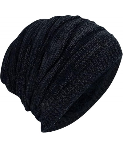 Hat Winter Men Plush Hats Hat Warm Hat Women Soft Slouch Knitted Baseball Caps Exercise Hats for Men Black 3 $9.26 Skullies &...