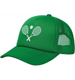 Crossed Racket and Tennis Baseball Cap Canvas Mesh-Back Cap Green $19.44 Baseball Caps