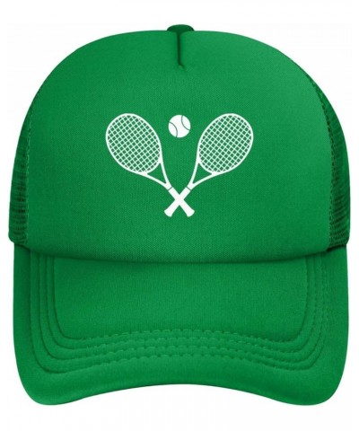 Crossed Racket and Tennis Baseball Cap Canvas Mesh-Back Cap Green $19.44 Baseball Caps