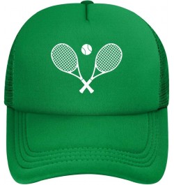 Crossed Racket and Tennis Baseball Cap Canvas Mesh-Back Cap Green $19.44 Baseball Caps