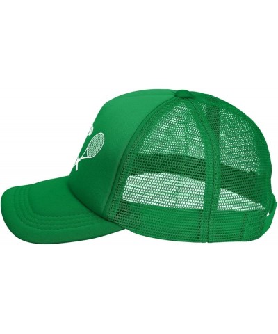 Crossed Racket and Tennis Baseball Cap Canvas Mesh-Back Cap Green $19.44 Baseball Caps