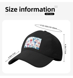 Beige Curved Eaves Baseball Cap Hat Fashion Men Womens Corduroy Watercolor 3D Jellyfish Picture Black $10.37 Baseball Caps