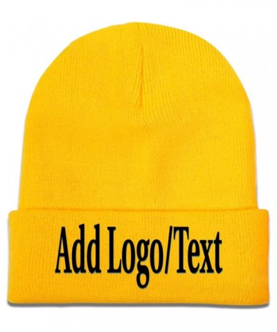 Custom Beanies Cap Design Your Own with Photo Text for Men Women Black Yellow $12.52 Skullies & Beanies