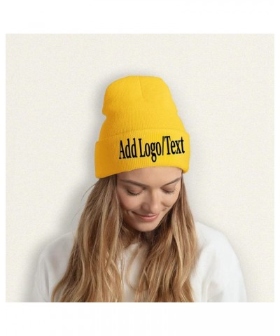 Custom Beanies Cap Design Your Own with Photo Text for Men Women Black Yellow $12.52 Skullies & Beanies