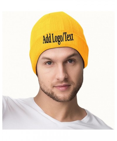 Custom Beanies Cap Design Your Own with Photo Text for Men Women Black Yellow $12.52 Skullies & Beanies