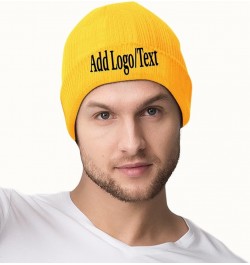 Custom Beanies Cap Design Your Own with Photo Text for Men Women Black Yellow $12.52 Skullies & Beanies