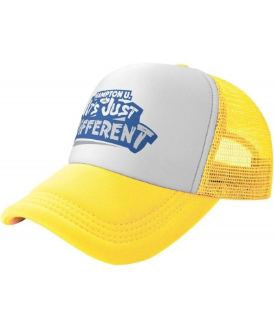 Hampton University Logo Trucker Hats for Both Men and Women - Mesh Baseball Snapback Hats Yellow $9.05 Baseball Caps