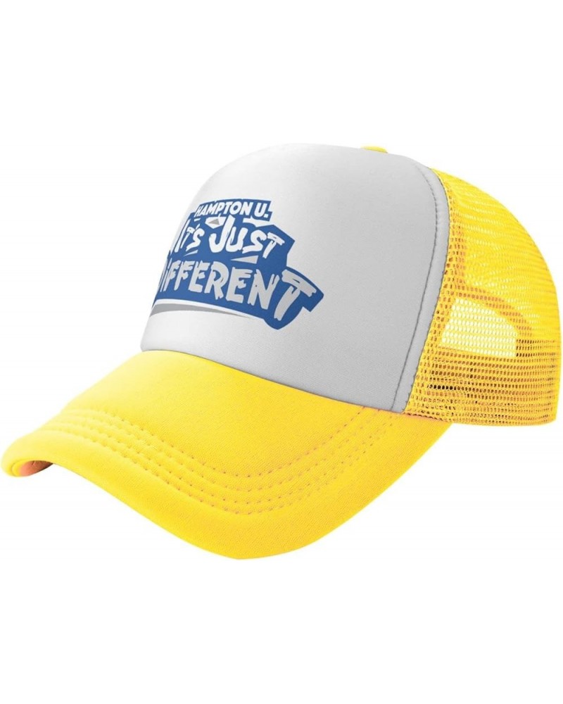 Hampton University Logo Trucker Hats for Both Men and Women - Mesh Baseball Snapback Hats Yellow $9.05 Baseball Caps