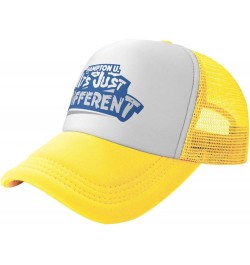 Hampton University Logo Trucker Hats for Both Men and Women - Mesh Baseball Snapback Hats Yellow $9.05 Baseball Caps