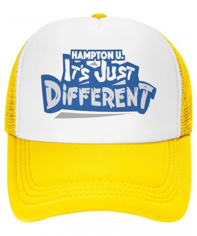 Hampton University Logo Trucker Hats for Both Men and Women - Mesh Baseball Snapback Hats Yellow $9.05 Baseball Caps