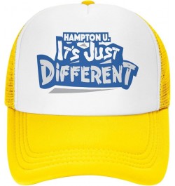 Hampton University Logo Trucker Hats for Both Men and Women - Mesh Baseball Snapback Hats Yellow $9.05 Baseball Caps