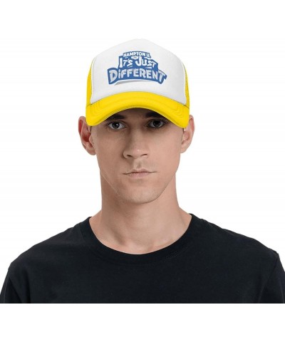 Hampton University Logo Trucker Hats for Both Men and Women - Mesh Baseball Snapback Hats Yellow $9.05 Baseball Caps