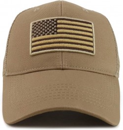 USA Flag Embroidered Structured Trucker Mesh Baseball Cap Kha $7.94 Baseball Caps