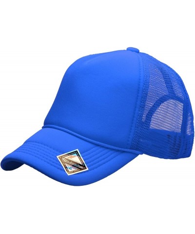 Foam(Sponge) Front Mesh Back 5 Panel Trucker Hat, Adjustable, Light Weight Snapback Cap Solid/Two Tone Royal Blue $10.17 Base...