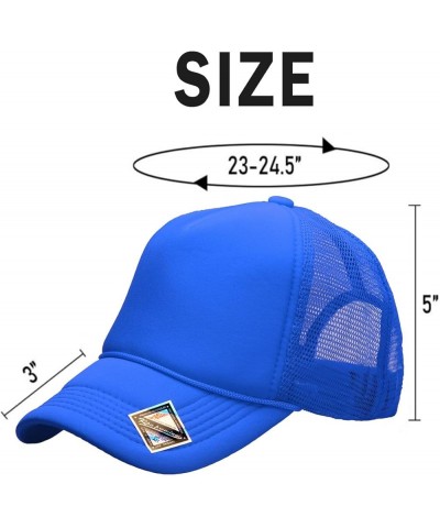 Foam(Sponge) Front Mesh Back 5 Panel Trucker Hat, Adjustable, Light Weight Snapback Cap Solid/Two Tone Royal Blue $10.17 Base...