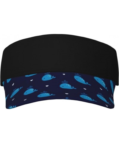 Cute Blue Whales Seamless Adult Sunscreen Visor Cap Sun-Shielded Peak Cap Cool Empty Top Baseball Cap Unisex $13.28 Visors