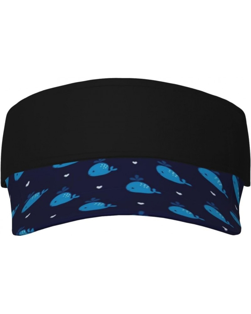 Cute Blue Whales Seamless Adult Sunscreen Visor Cap Sun-Shielded Peak Cap Cool Empty Top Baseball Cap Unisex $13.28 Visors