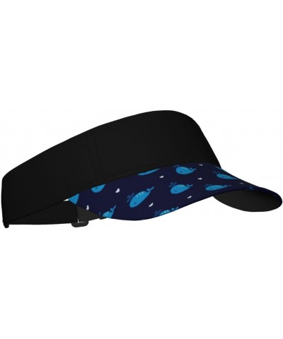 Cute Blue Whales Seamless Adult Sunscreen Visor Cap Sun-Shielded Peak Cap Cool Empty Top Baseball Cap Unisex $13.28 Visors