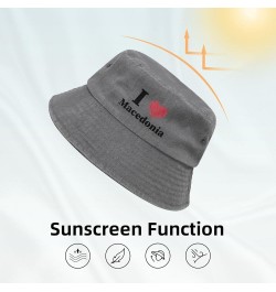 I Love Macedonia Bucket Hat for Women Men Summer Travel Sun Hat Outdoor Cap Funny Bucket Hats Gray $14.73 Bucket Hats