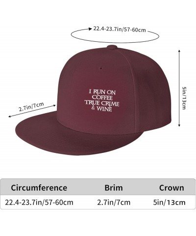 Women's and Men's Baseball Hats I Run On Coffee True Crime and Wine Classic Dad Hat Adjustable Casquette Cap,Black Dark Red $...