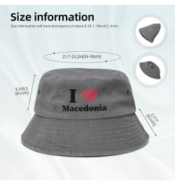 I Love Macedonia Bucket Hat for Women Men Summer Travel Sun Hat Outdoor Cap Funny Bucket Hats Gray $14.73 Bucket Hats