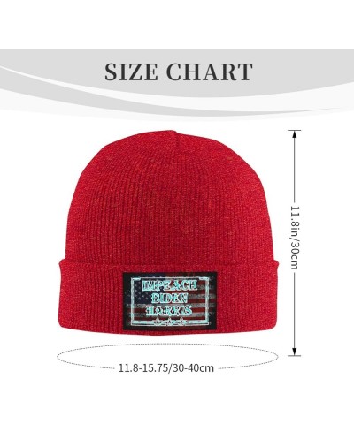 Impeach Biden Harris Cozy Knitted Hat for Winter - Warm Comfort Black Red $12.21 Skullies & Beanies