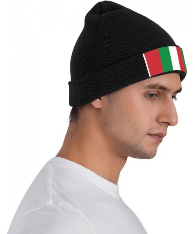 Italy Flag Print Beanie Hat Unisex Skull Cap for Men Women Indoor Black $12.22 Skullies & Beanies