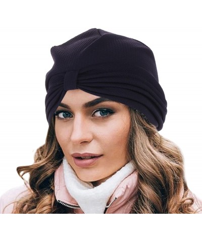 Women's Sun Cap Cancer Head Hat Cap Ethnic Bohemian Floral Hair Cover Wrap Turban Headwear Turban Cap for Women Navy $9.41 He...