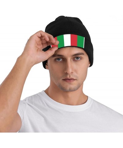 Italy Flag Print Beanie Hat Unisex Skull Cap for Men Women Indoor Black $12.22 Skullies & Beanies