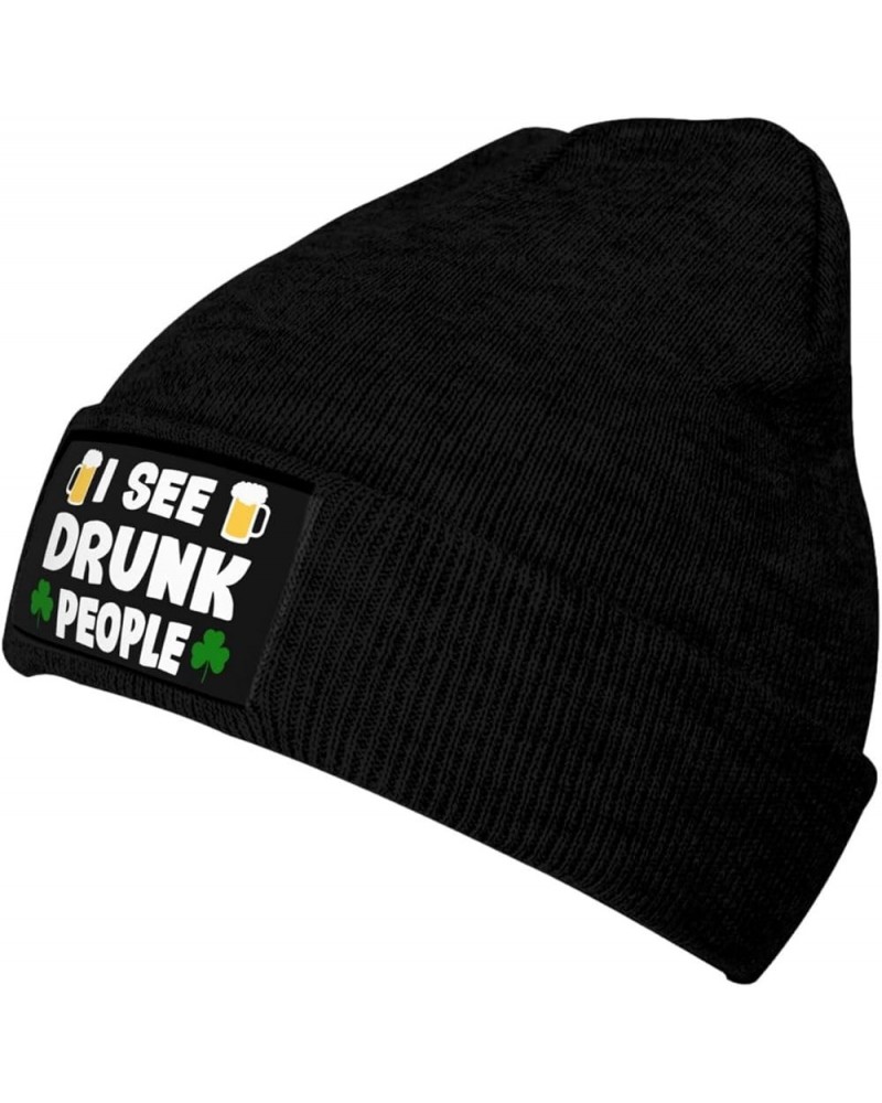 I See Drunk People Warm Daily Skull Cap,Gift for Men Women Winter Knit Hat Black $11.16 Skullies & Beanies