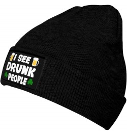 I See Drunk People Warm Daily Skull Cap,Gift for Men Women Winter Knit Hat Black $11.16 Skullies & Beanies