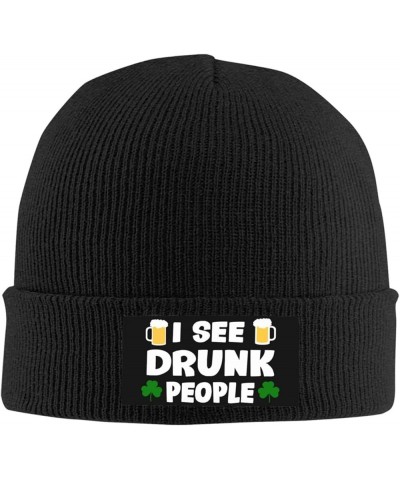 I See Drunk People Warm Daily Skull Cap,Gift for Men Women Winter Knit Hat Black $11.16 Skullies & Beanies