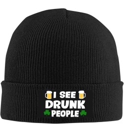 I See Drunk People Warm Daily Skull Cap,Gift for Men Women Winter Knit Hat Black $11.16 Skullies & Beanies