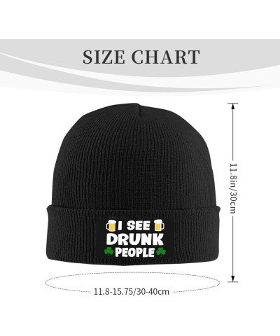 I See Drunk People Warm Daily Skull Cap,Gift for Men Women Winter Knit Hat Black $11.16 Skullies & Beanies